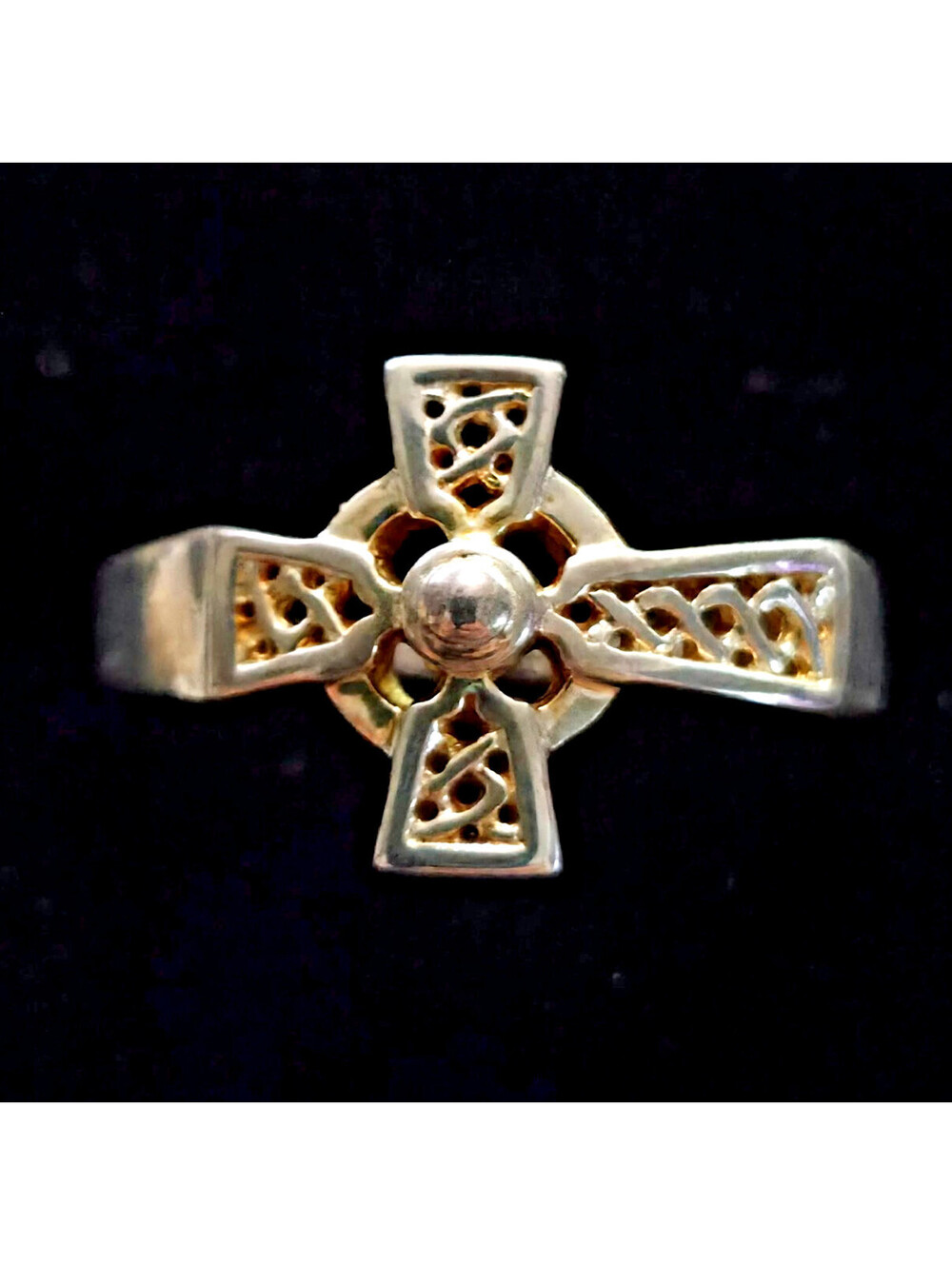 Solvar Sterling Silver Celtic Cross Openwork Ring Size 8 Ireland 2005 Vintage